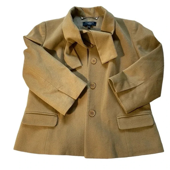 Talbots Womens Size 10P 100% Wool Swing Jacket Blazer Mod Tie Neck‎ Bow - Picture 5 of 10